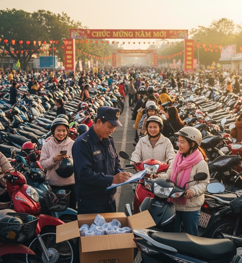 Bãi giữ xe quá tải ngày Tết cần dự trữ nhiều vé Bãi giữ xe quá tải ngày Tết cần dự trữ nhiều vé