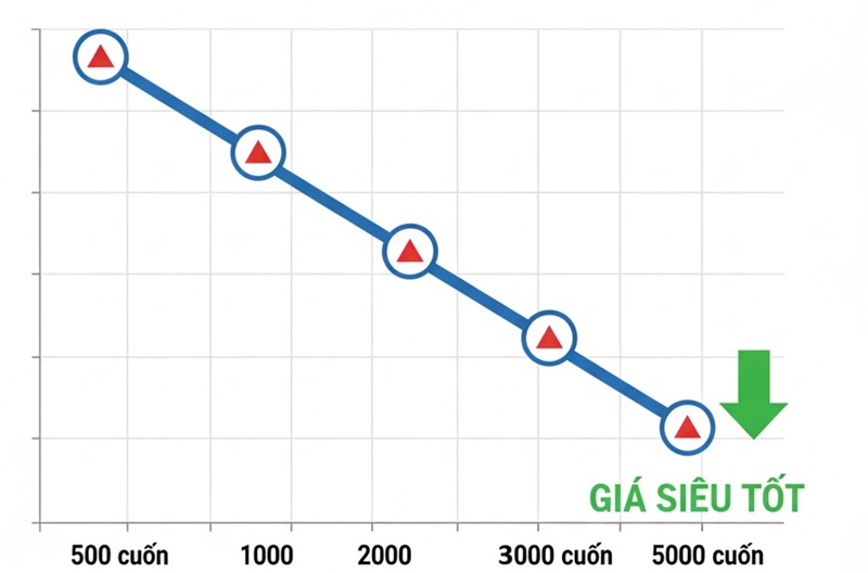 Biểu đồ so sánh chi phí in Offset và in Kỹ thuật số