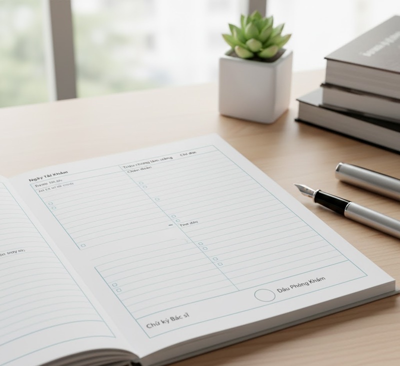 Bố cục trang ruột sổ khám bệnh có dòng kẻ