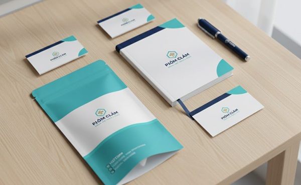 Bộ nhận diện thương hiệu phòng khám đồng bộ màu sắc