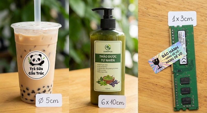 Các kích thước tem nhãn decal phổ biến trong kinh doanh