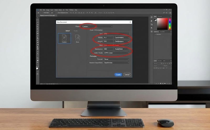 Cài đặt thông số kích thước card visit trong Photoshop chuẩn in ấn