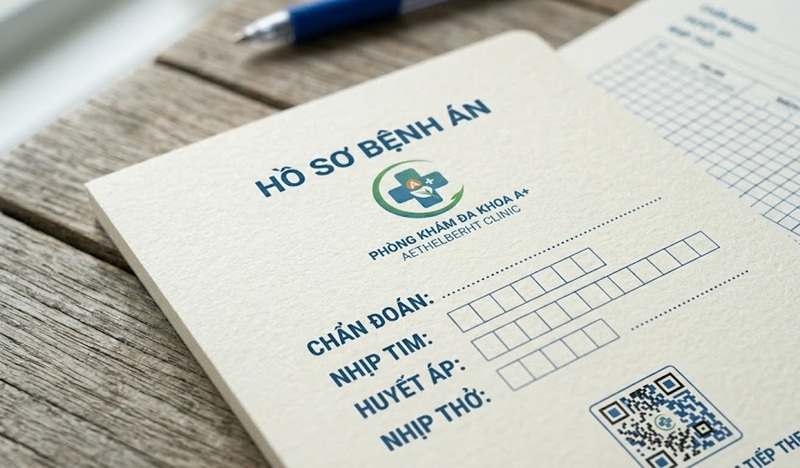 Chi tiết chất lượng in ấn sắc nét trên giấy hồ sơ bệnh án