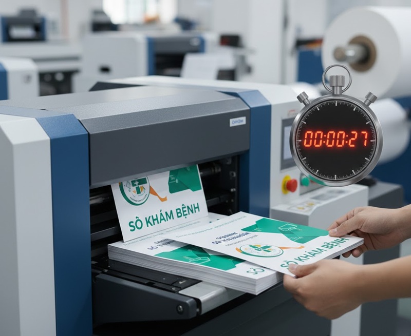 Máy in kỹ thuật số in sổ khám bệnh lấy ngay