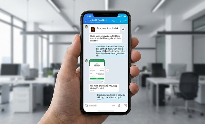 Đặt in tem nhãn nhanh chóng qua Zalo