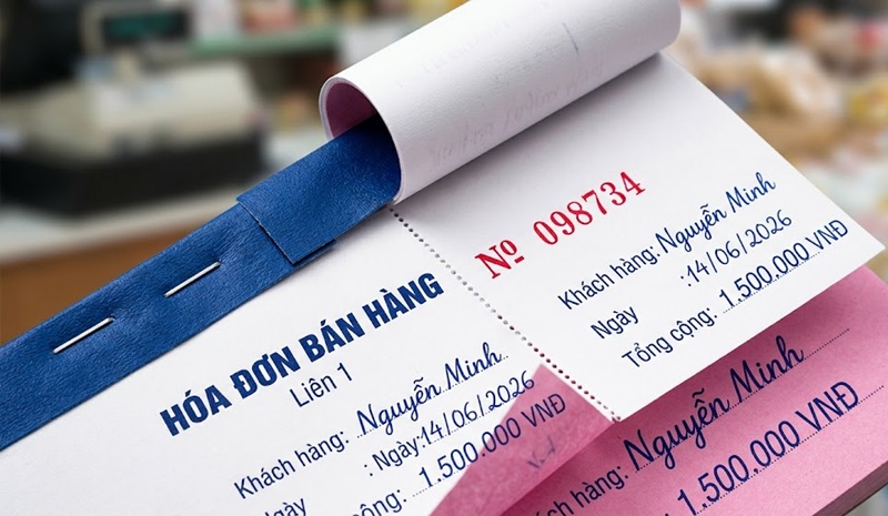 Gia công chạy số nhảy mực đỏ và cấn răng cưa bế rãnh mượt mà trên hóa đơn bán lẻ