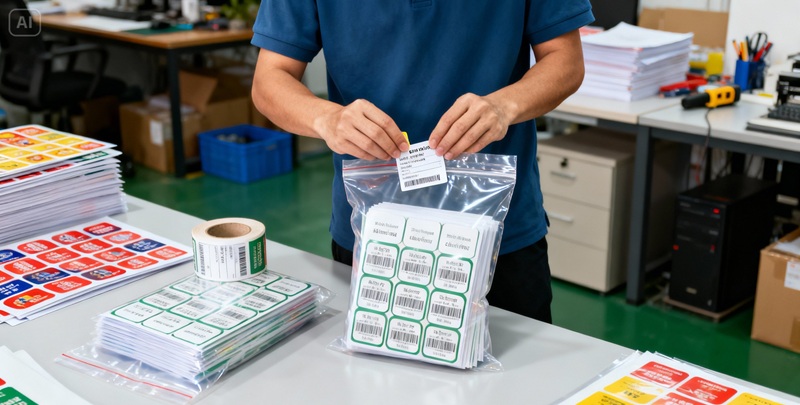 Đóng gói giao hàng tem decal trong in nhanh cho khách