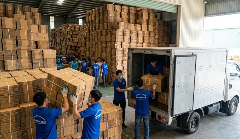 Giao sỉ hộp carton đóng hàng tận nơi cho khách