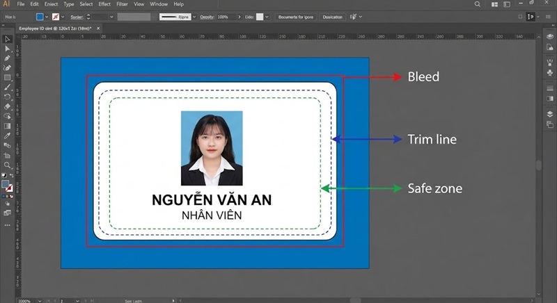 Hướng dẫn vùng an toàn và tràn lề khi thiết kế thẻ nhựa