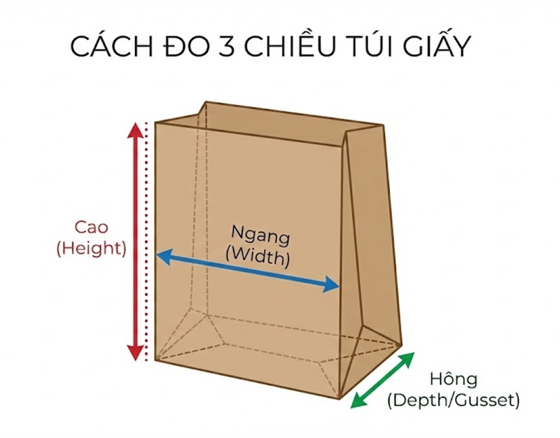 Hướng dẫn cách đo kích thước túi giấy 3 chiều chuẩn xác Hướng dẫn cách đo kích thước túi giấy 3 chiều chuẩn xác
