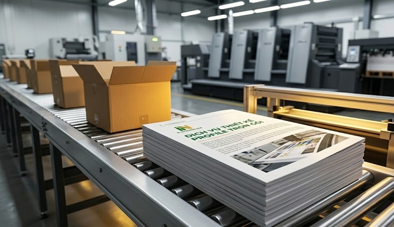 Hàng loạt cuốn Profile công ty chất lượng cao vừa được in ấn và gia công hoàn thiện tại xưởng