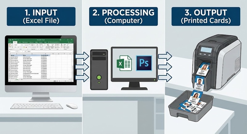 Dịch vụ in thẻ nhân viên dữ liệu biến đổi từ file Excel Dịch vụ in thẻ nhân viên dữ liệu biến đổi từ file Excel