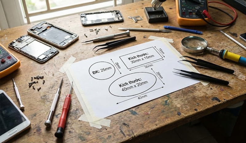 Các kích thước tem niêm phong ốc vít thông dụng