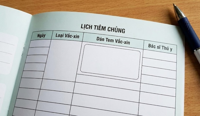 Bảng theo dõi lịch tiêm chủng trong sổ thú y