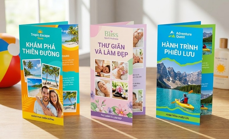 Mẫu brochure gấp 3 quảng cáo du lịch