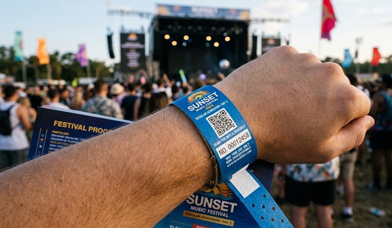 Mẫu in vòng tay sự kiện chất lượng sắc nét, tích hợp in mã QR code và số serial quản lý.