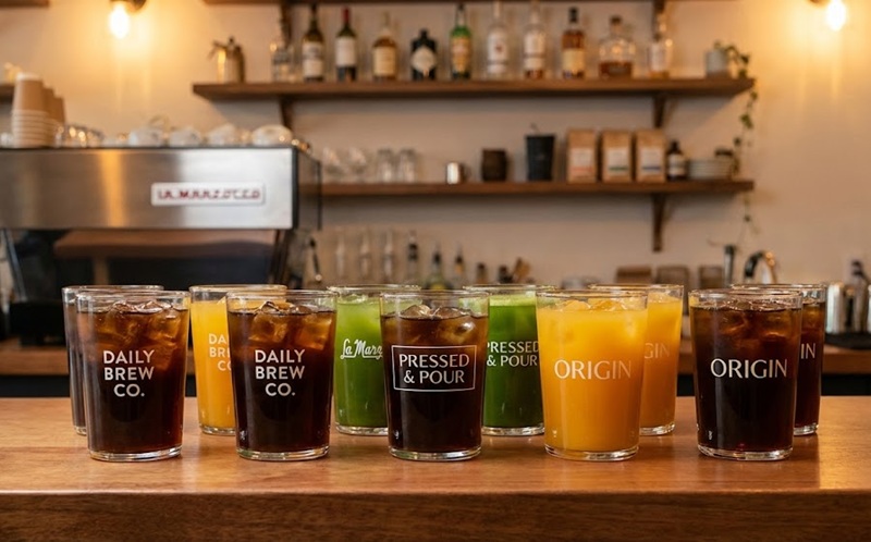 Mẫu in logo dán ly thủy tinh đẹp cho quán cà phê