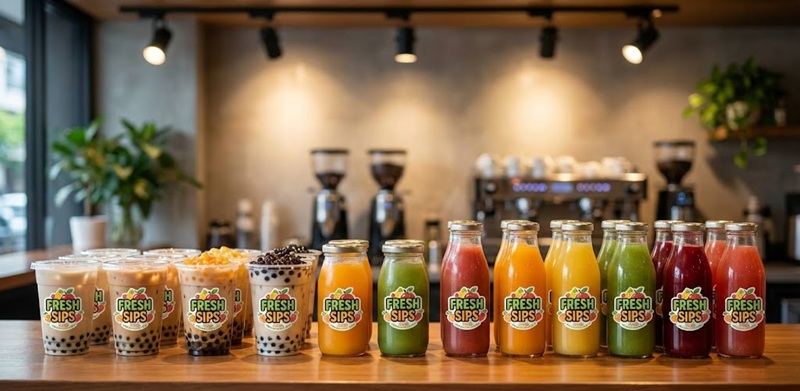 Thành phẩm ly trà sữa dán tem decal đẹp chuyên nghiệp Thành phẩm ly trà sữa dán tem decal đẹp chuyên nghiệp