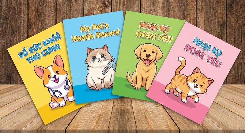 Mẫu sổ sức khỏe chó mèo thiết kế dễ thương