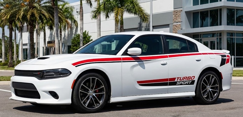 Mẫu tem rời dán sườn xe ô tô thể thao đẹp