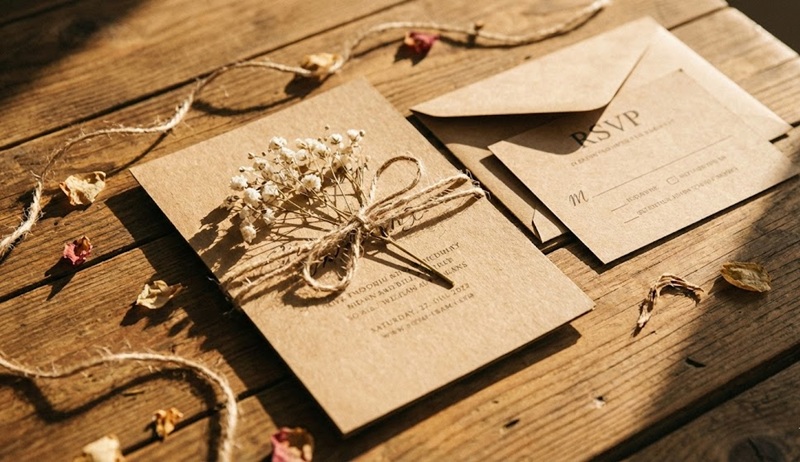 Mẫu giấy in thiệp mời Kraft phong cách Vintage