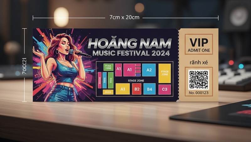 Mẫu thiết kế vé ca nhạc kích thước chuẩn đẹp Mẫu thiết kế vé ca nhạc kích thước chuẩn đẹp