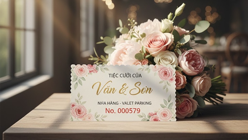 Thiết kế vé giữ xe đám cưới đẹp lãng mạn Thiết kế vé giữ xe đám cưới đẹp lãng mạn
