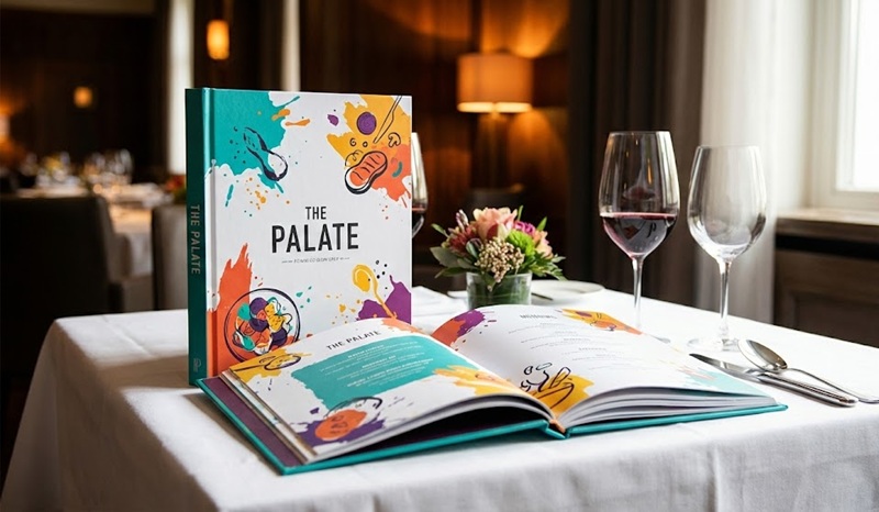 In menu bìa cứng bồi carton lạnh thiết kế hiện đại