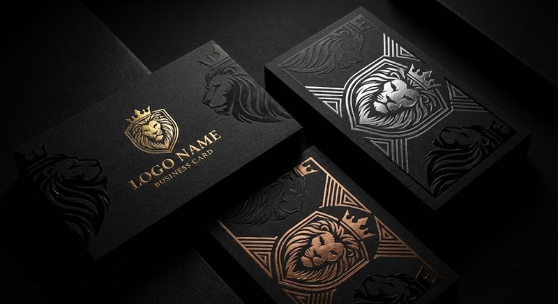 Mẫu name card giấy đen ép kim sang trọng cho CEO