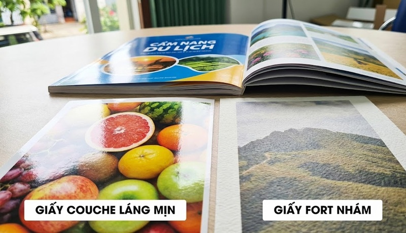 So sánh giấy Couche và giấy Fort khi in sách màu khổ A4.