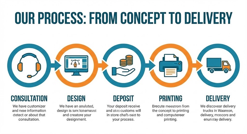 Sơ đồ quy trình 5 bước đặt in tại In Ấn Hoàng Nam