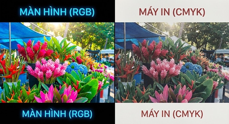 So sánh sự khác biệt màu sắc giữa hệ màu RGB và CMYK
