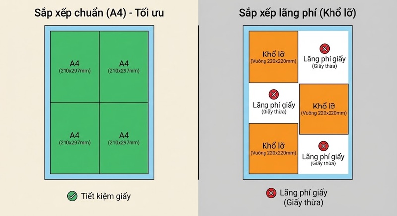 So sánh bình trang in menu khổ chuẩn và khổ lỡ