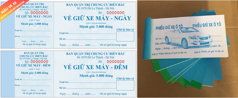 So sánh kích thước và nội dung vé xe máy với vé ô tô