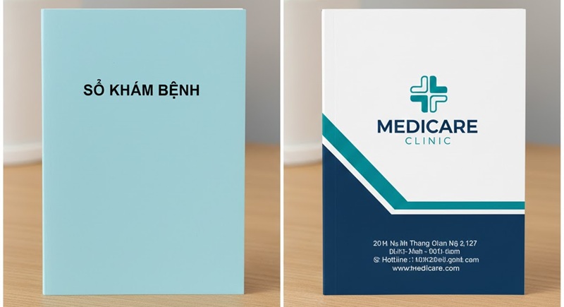 So sánh sổ khám bệnh bán sẵn và sổ in thiết kế riêng