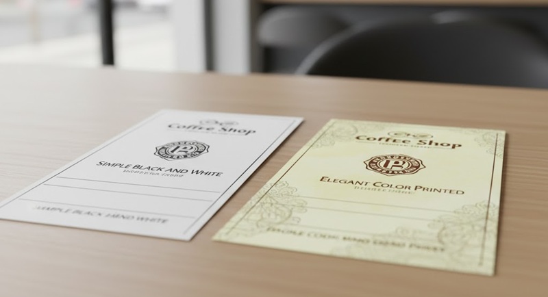 So sánh mẫu vé xe trắng đen và vé xe in màu