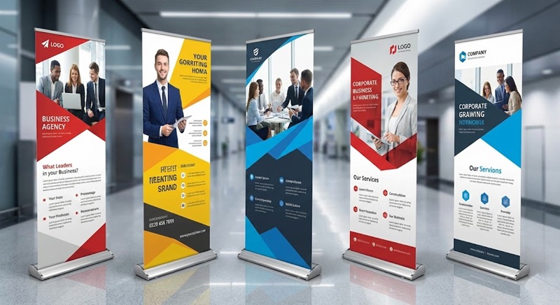 Mẫu standee cuốn nhôm cao cấp trưng bày sự kiện