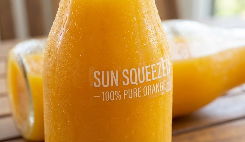 Tem decal trong suốt chống nước dán chai nước ép trái cây Tem decal trong suốt chống nước dán chai nước ép trái cây