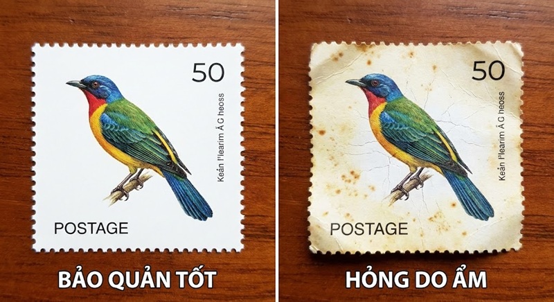 Dấu hiệu nhận biết tem vỡ bị hỏng do bảo quản sai cách