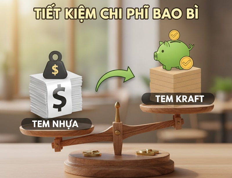 So sánh chi phí in tem decal kraft và tem nhựa
