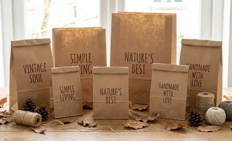 Túi giấy Kraft nâu đựng quần áo phong cách vintage
