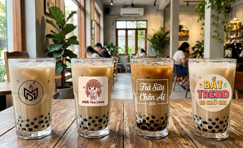 Xu hướng các mẫu tem dán ly trà sữa đẹp