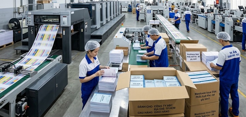 Phân xưởng sản xuất và gia công chia khổ kích thước biểu mẫu chuẩn tại Hoàng Nam TPHCM