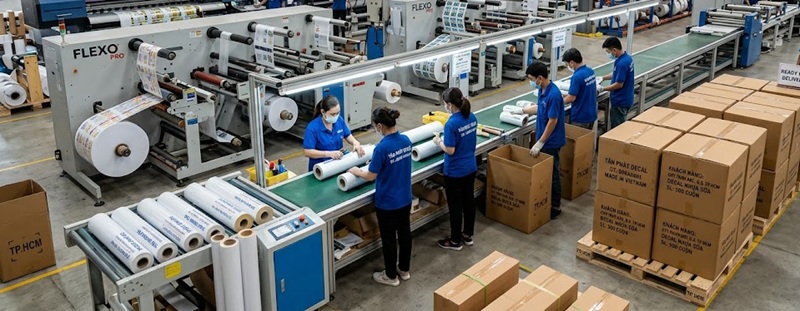 Phân xưởng sản xuất và gia công in decal nhựa sữa chuyên nghiệp giá gốc tại Hoàng Nam TPHCM
