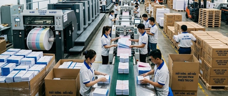 Phân xưởng sản xuất và đóng cuốn phiếu thu chi carbonless chuyên nghiệp tại Hoàng Nam TPHCM