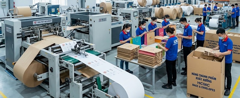 Phân xưởng sản xuất và gia công túi giấy thời trang chuyên nghiệp tại Hoàng Nam TPHCM Phân xưởng sản xuất và gia công túi giấy thời trang chuyên nghiệp tại Hoàng Nam TPHCM